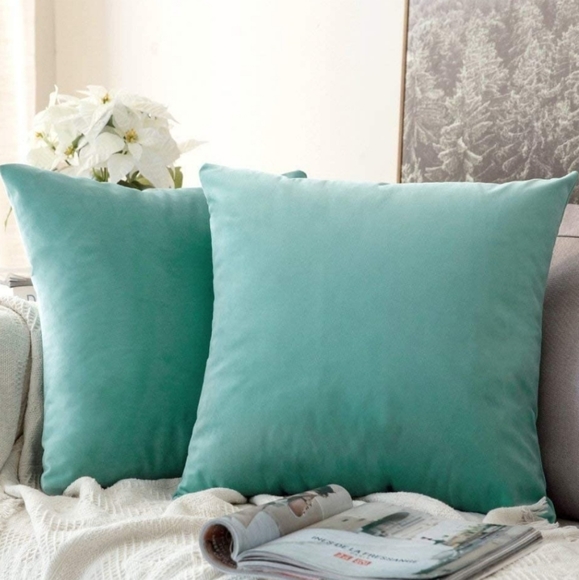 Other - Aqua Green Decorative Velvet Pillow Cover- 22×22"